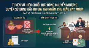 Phân tích án lệ tuyên vô hiệu chuỗi hợp đồng chuyển nhượng quyền sử dụng đất do giả tạo nhằm che giấu quan hệ vay mượn tài sản. Bài học pháp lý về người thứ ba ngay tình.